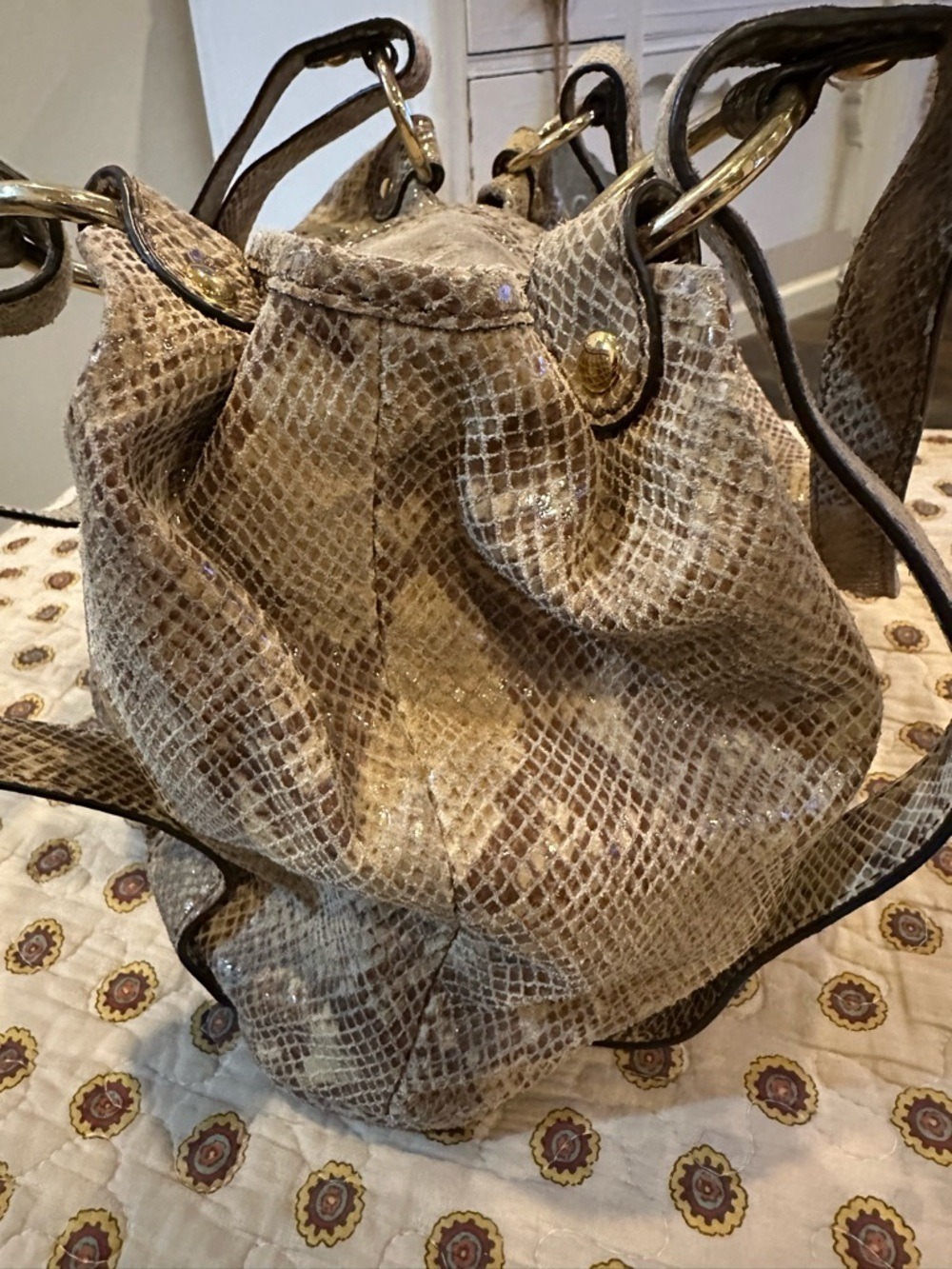 Michael Kors Brimfield Python Embossed Leather Hobo Shoulder Bag - Picture 4 of 8